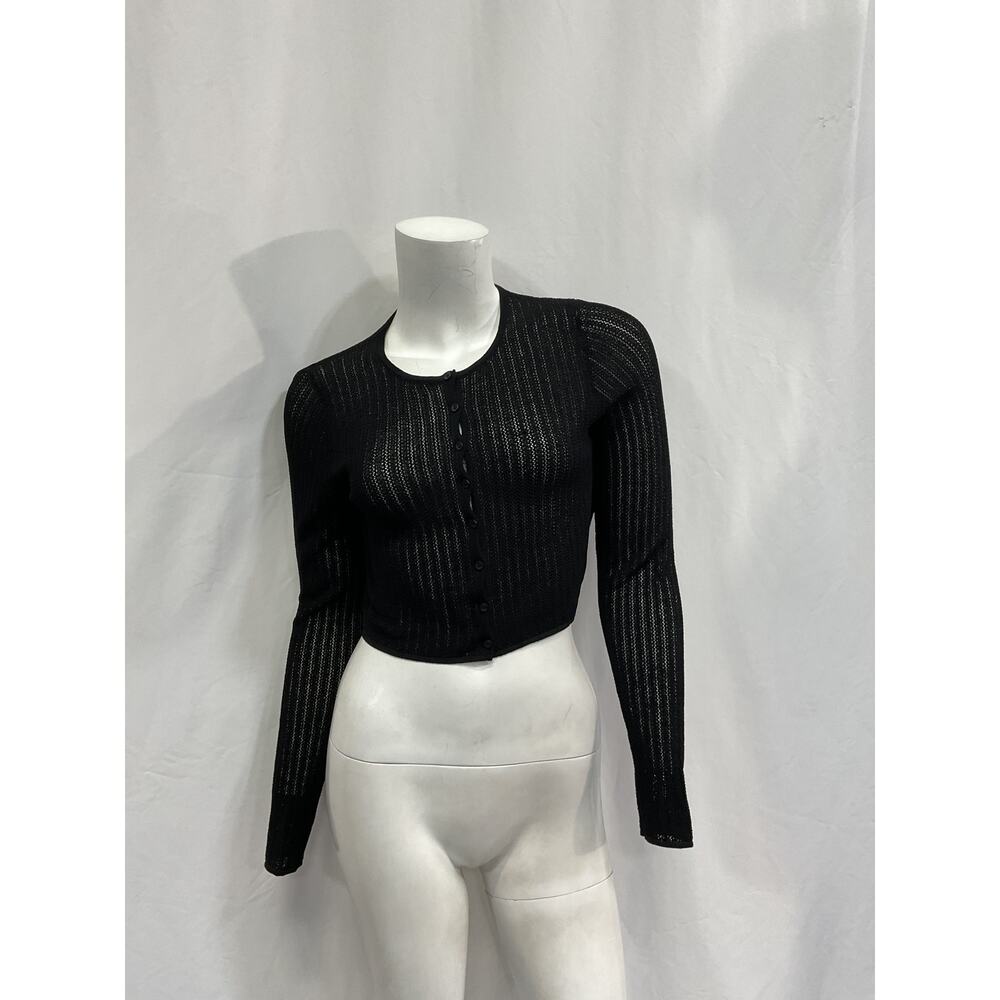 LESET Black Ribbed Cardigan
